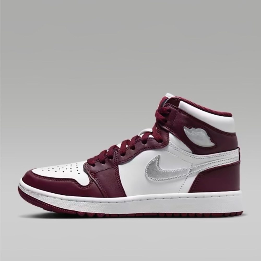 Air Jordan 1 High G Men’s size 14 Golf shoes. White/Bordeaux/Metallic Silver
